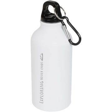 Oregon 400 ml matte water bottle with carabiner White - 1 Bounce Creative Designs