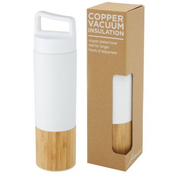 Torne 540 ml copper vacuum insulated stainless steel bottle with bamboo outer wall White - 1 Bounce Creative Designs