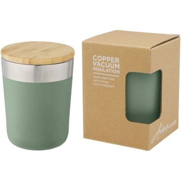 Lagan 300 ml copper vacuum insulated stainless steel tumbler with bamboo lid Heather green - 1 Bounce Creative Designs