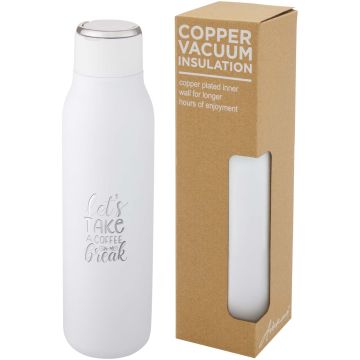 Marka 600 ml copper vacuum insulated bottle with metal loop White - 1 Bounce Creative Designs