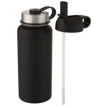 Supra 1 L copper vacuum insulated sport bottle with 2 lids Solid black - 1 Bounce Creative Designs