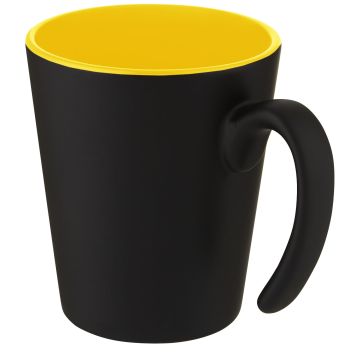 Oli 360 ml ceramic mug with handle Yellow  solid black - 1 Bounce Creative Designs