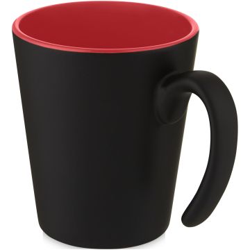 Oli 360 ml ceramic mug with handle Red  solid black - 1 Bounce Creative Designs