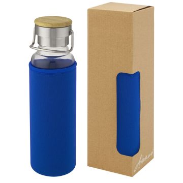 Thor 660 ml glass bottle with neoprene sleeve Blue - 1 Bounce Creative Designs