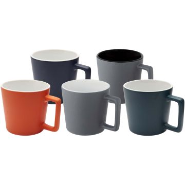 Cali 370 ml ceramic mug with matt finish White  matted grey - 1 Bounce Creative Designs