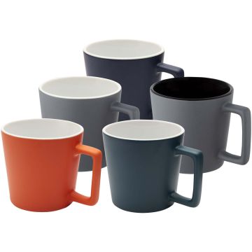 Cali 370 ml ceramic mug with matt finish Solid black  matted grey - 1 Bounce Creative Designs