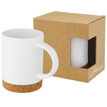 Neiva 425 ml ceramic mug with cork base White - 1 Bounce Creative Designs