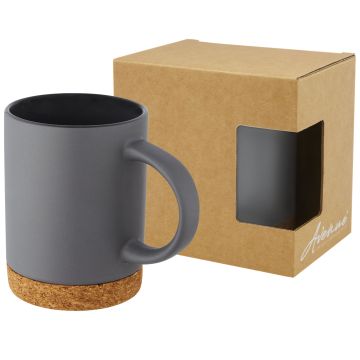 Neiva 425 ml ceramic mug with cork base Grey - 1 Bounce Creative Designs