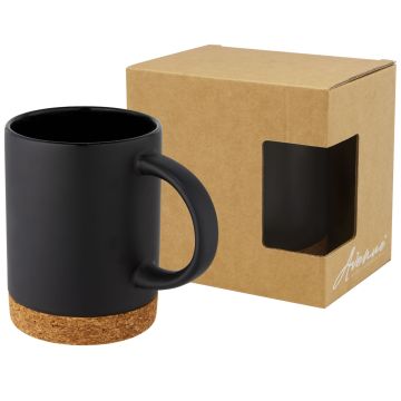 Neiva 425 ml ceramic mug with cork base Solid black - 1 Bounce Creative Designs
