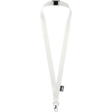Tom recycled PET lanyard with breakaway closure White - 1 Bounce Creative Designs