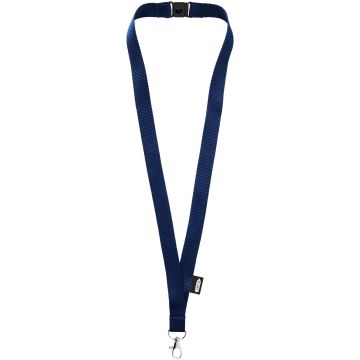 Tom recycled PET lanyard with breakaway closure Navy - 1 Bounce Creative Designs
