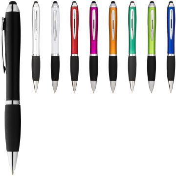 Nash coloured stylus ballpoint pen with black grip Solid black - 1 Bounce Creative Designs
