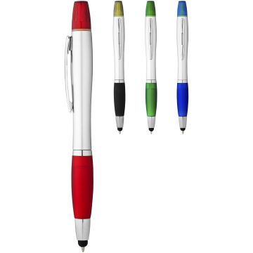 Nash stylus ballpoint pen and highlighter Silver  royal blue - 1 Bounce Creative Designs