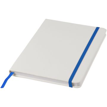 Spectrum A5 white notebook with coloured strap White  royal blue - 1 Bounce Creative Designs