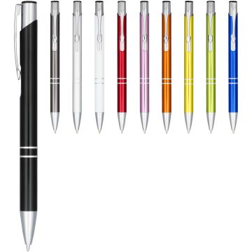 Moneta anodized aluminium click ballpoint pen Chrome - 1 Bounce Creative Designs