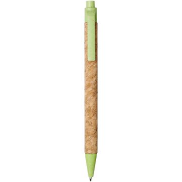 Midar cork and wheat straw ballpoint pen Natural  apple green - 1 Bounce Creative Designs