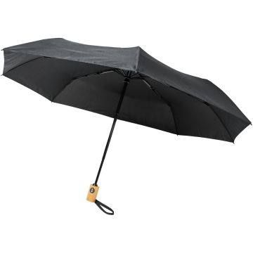 Bo 21 fold auto openclose recycled PET umbrella Solid black - 1 Bounce Creative Designs