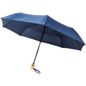 Bo 21 fold auto openclose recycled PET umbrella Navy - 1 Bounce Creative Designs