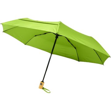 Bo 21 foldable auto openclose recycled PET umbrella Lime - 1 Bounce Creative Designs