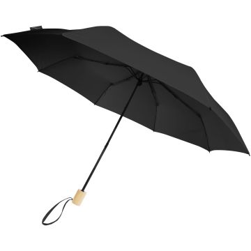Birgit 21 foldable windproof recycled PET umbrella Solid black - 1 Bounce Creative Designs
