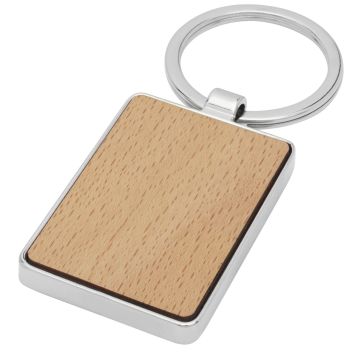 Mauro beech wood rectangular keychain Natural - 1 Bounce Creative Designs
