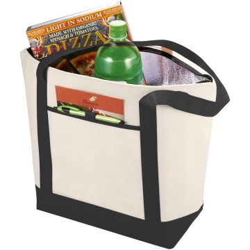 Lighthouse nonwoven cooler tote Natural  solid black - 1 Bounce Creative Designs