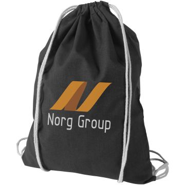 Oregon 100 gm cotton drawstring backpack 5L Solid black - 1 Bounce Creative Designs