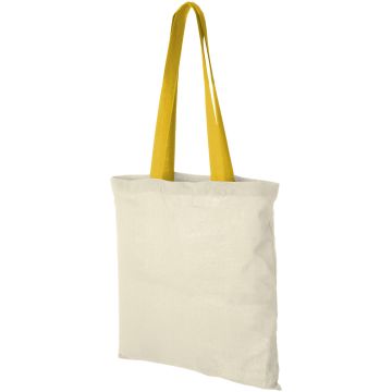 Nevada 100 gm cotton tote bag coloured handles Natural  yellow - 1 Bounce Creative Designs