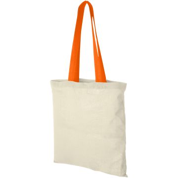 Nevada 100 gm cotton tote bag coloured handles Natural  orange - 1 Bounce Creative Designs