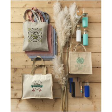 Chennai jute tote bag Natural  navy - 1 Bounce Creative Designs