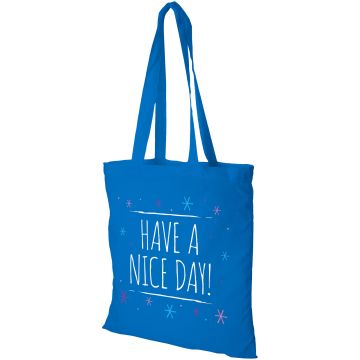 Madras 140 gm cotton tote bag Process blue - 1 Bounce Creative Designs