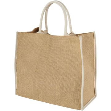 Harry coloured edge jute tote bag Natural  white - 1 Bounce Creative Designs