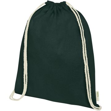 Orissa 140 gm GOTS organic cotton drawstring backpack 5L Dark green - 1 Bounce Creative Designs