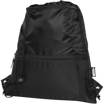 Adventure recycled insulated drawstring bag 9L Solid black - 1 Bounce Creative Designs