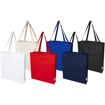 Madras 140 g/m² GRS recycled cotton gusset tote bag