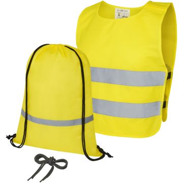 KIds Hi Vis Safety Vest  Drawstring Bag Set 712 Years Ingeborg  Neon yellow - 1 Bounce Creative Designs