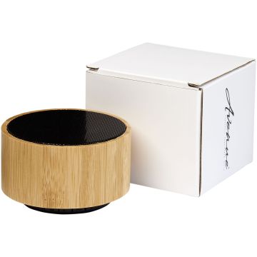 Cosmos bamboo Bluetooth speaker Natural  solid black - 1 Bounce Creative Designs
