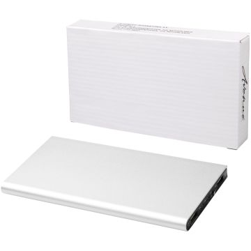 Plate 8000 mAh aluminium power bank Silver - 1 Bounce Creative Designs
