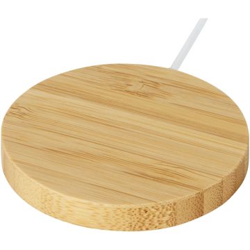 Atra 10W bamboo magnetic wireless charging pad Beige - 1 Bounce Creative Designs