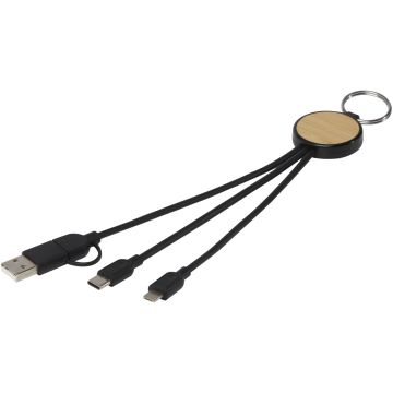 Tecta 6-in-1 Recycled Plastic Bamboo Charging Cable with Keyring