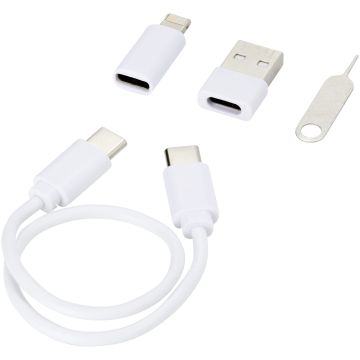Savvy recycled plastic modular charging cable with phone holder