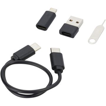 Savvy recycled plastic modular charging cable with phone holder