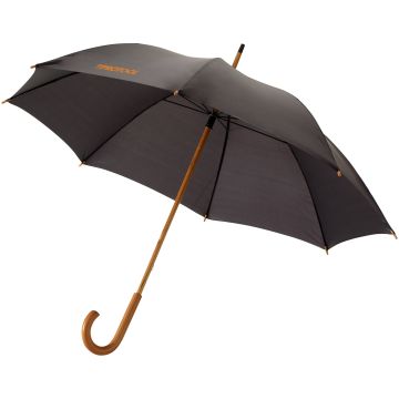 Jova 23 umbrella with wooden shaft and handle Solid black - 1 Bounce Creative Designs