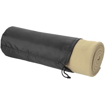 Huggy fleece plaid blanket with carry pouch Beige - 1 Bounce Creative Designs