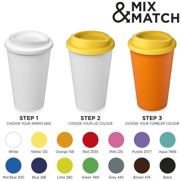 Americano 350 ml insulated tumbler Orange  white - 1 Bounce Creative Designs
