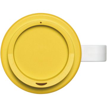 BriteAmericano grande 350 ml insulated mug White  yellow - 1 Bounce Creative Designs