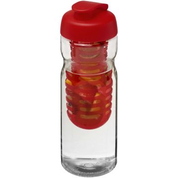 H2O Active Base 650 ml flip lid sport bottle  infuser Transparent  red - 1 Bounce Creative Designs