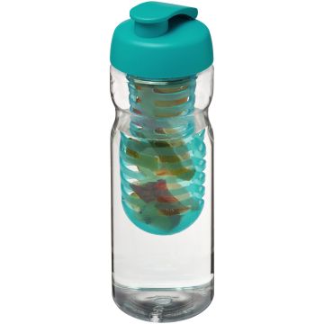 H2O Active Base 650 ml flip lid sport bottle  infuser Transparent  aqua blue - 1 Bounce Creative Designs