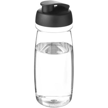 H2O Active Pulse 600 ml flip lid sport bottle Transparent  solid black - 1 Bounce Creative Designs