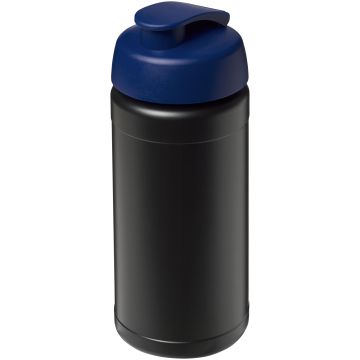 Baseline Plus 500 ml flip lid sport bottle Solid black  blue - 1 Bounce Creative Designs